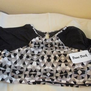 NWT - DUNE DECK black & white swim top - sz 18W